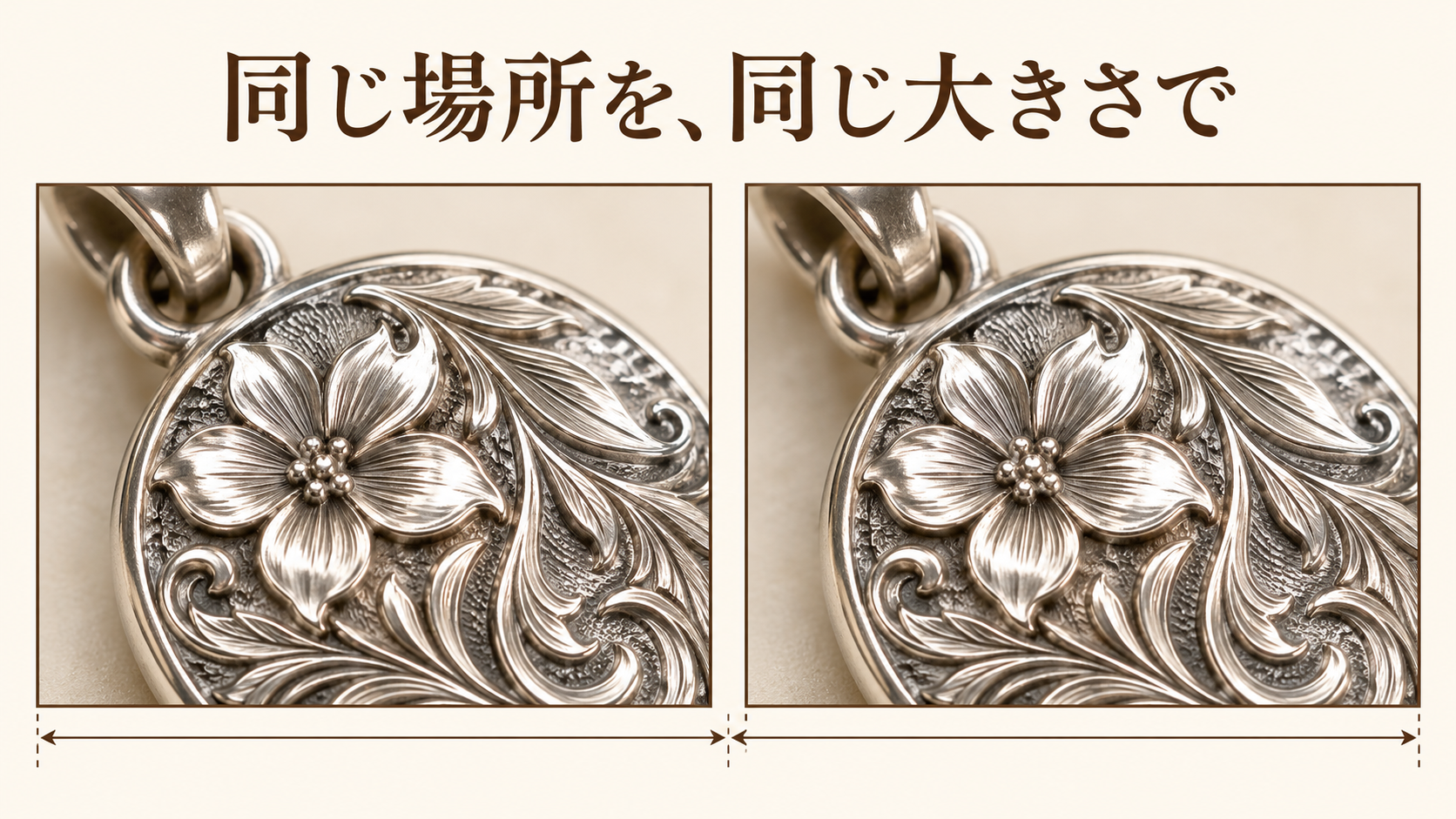 確認箇所と表示の大きさをそろえる説明図
