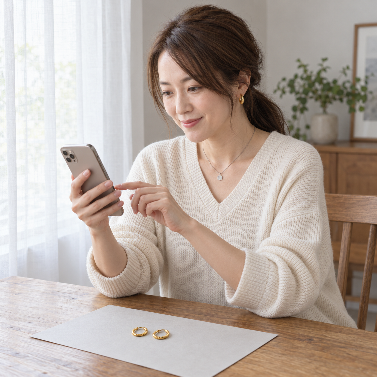 片づける前にスマホの写真を確認する読者役の場面