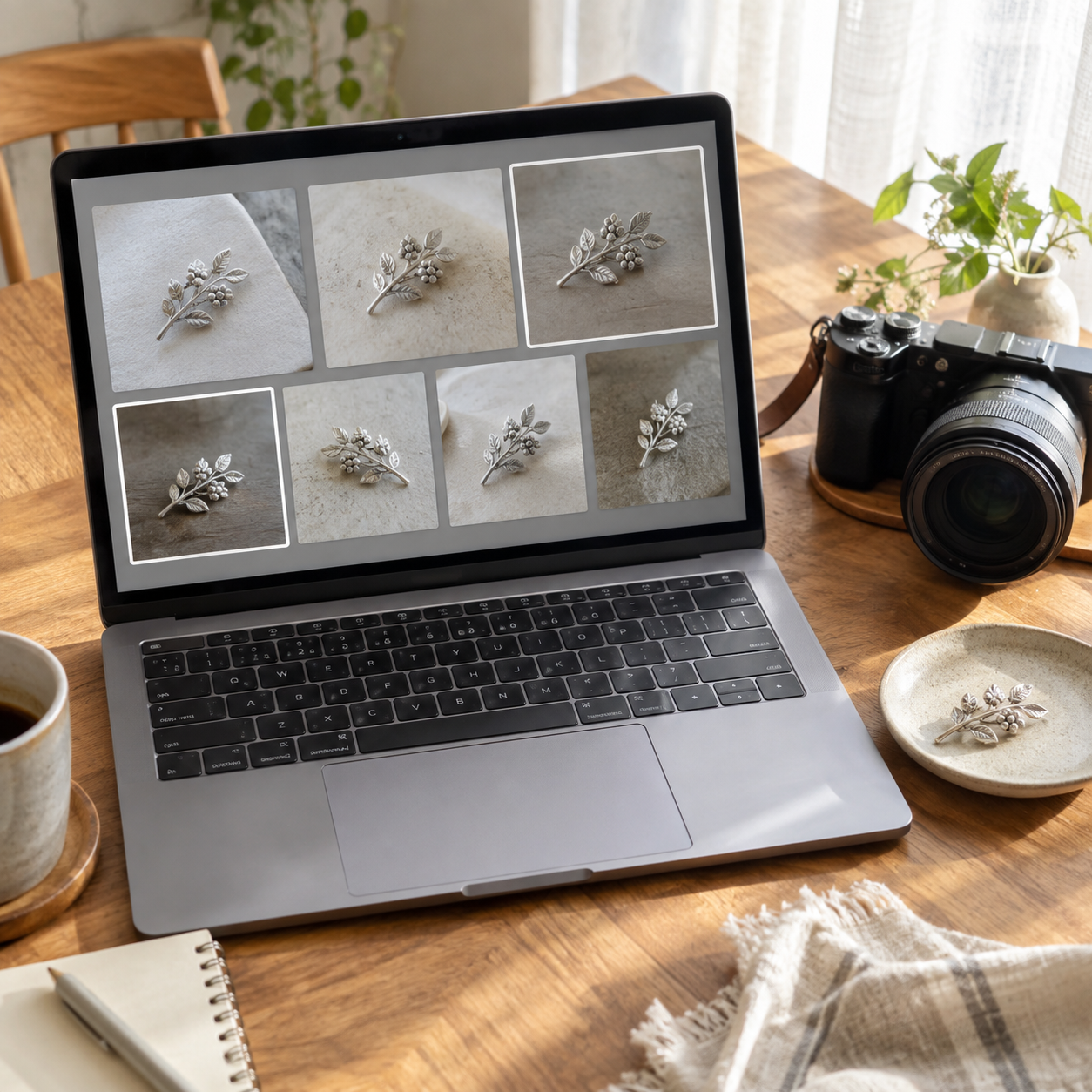候補写真を一覧にして、全体の印象を比べるイメージ
